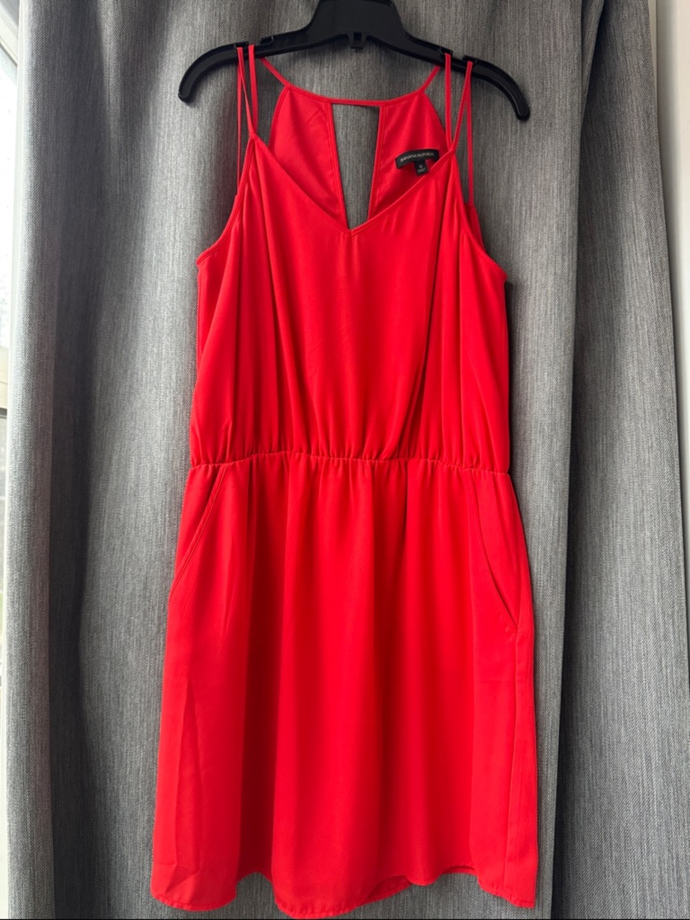 Banana Republic Red Sleeveless V-Neck Mini Dress with Double Straps